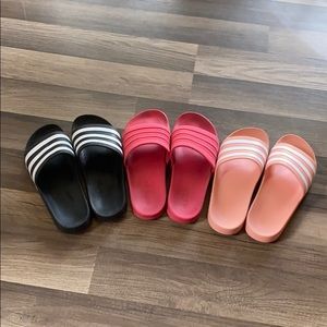 Yay the coral and pink Adidas slides